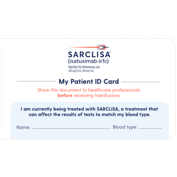 SARCLISA Patient ID Card 