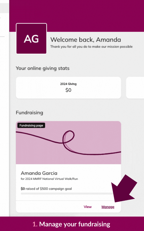 An animated gif showing you how to use your fundraising center.