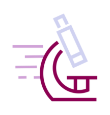 Icon of microscope with lines behind it