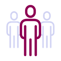 Line drawing of three people
